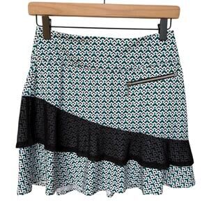 GG Blue Luxe Sport NWT Geoprint Ruffle Athletic Skort Golf Tennis Outdoors sz XS